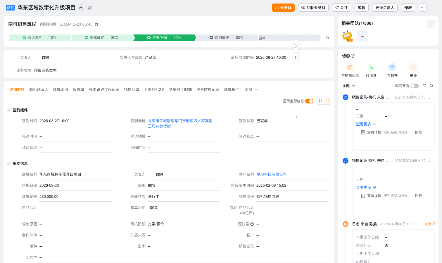 ShareCRM 商机详情